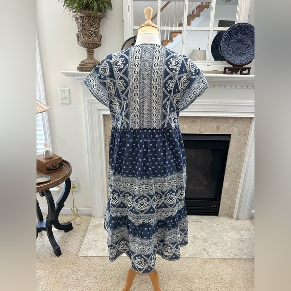Melissa Neptune Blue and White Patterned Boho Dress - Picture 7 of 10